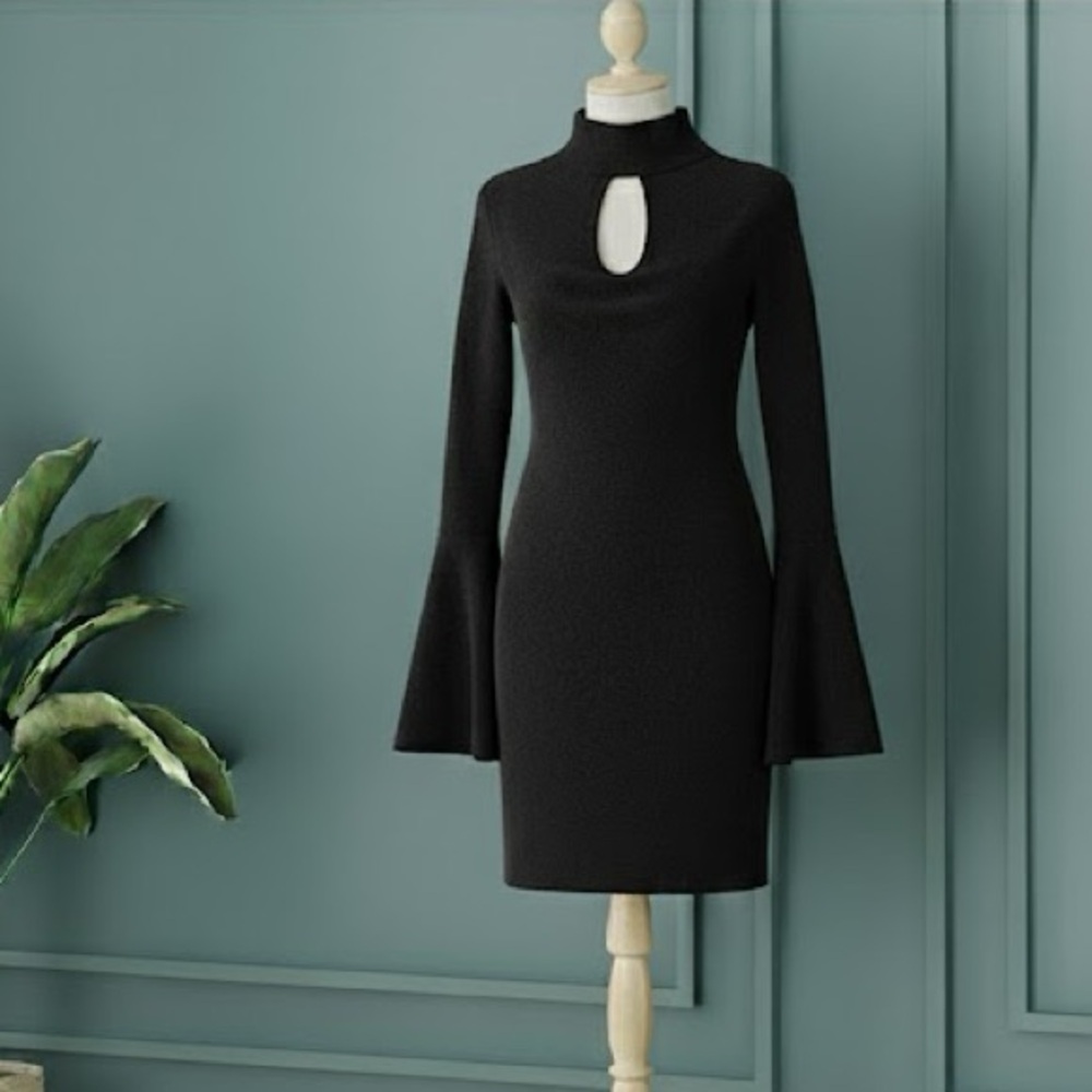 White House Black Market Black Cowl Neck Dress
